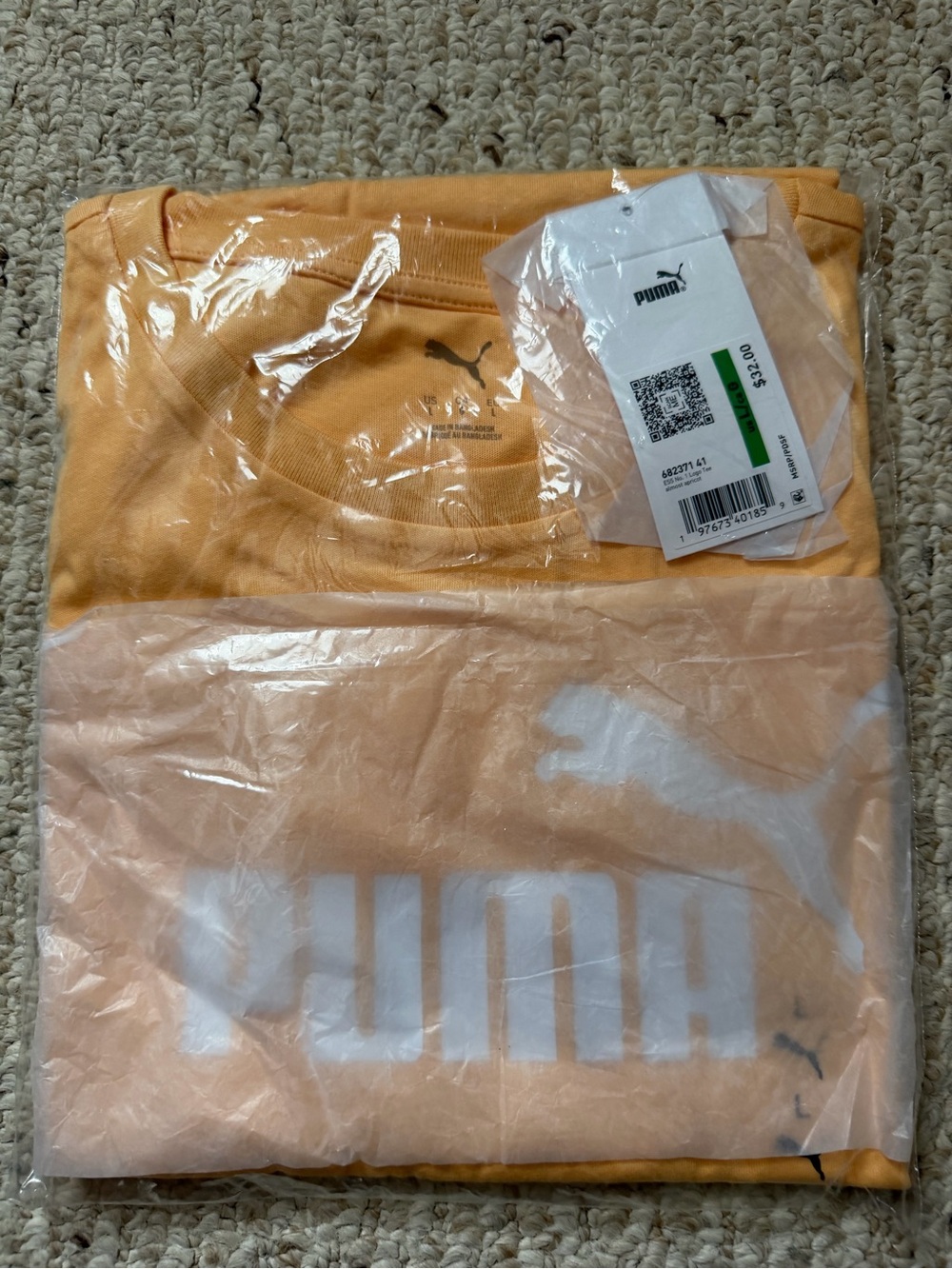 Puma Peach Short Sleeve Kids Tee with White Logo